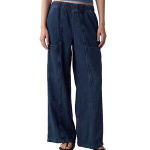 GAP Jeans Womens Size XL Utility Easy Wide Leg Blue High-Rise pull on elastic